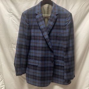 Multi blues with tan and pink accent sport coat